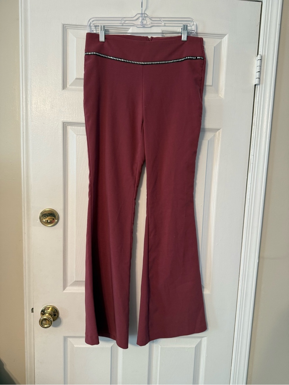 Seam Trim Flare Pants in Wine